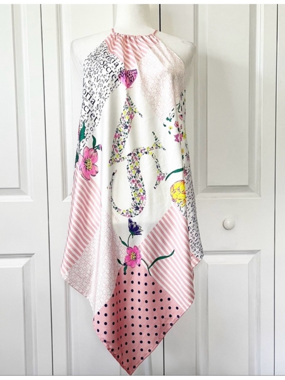 Victoria’s Secret Patchwork Hankerchief Floral Butterfly Print Halter Nightie
